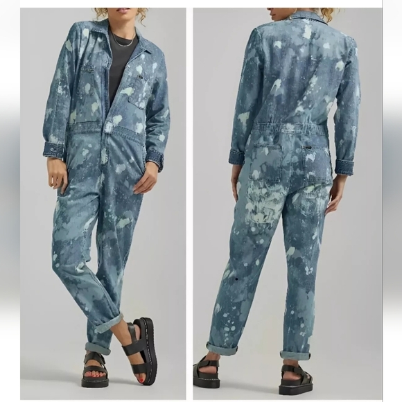 NWT Lee Union-Alls Women's  Coverall  Denim Splatter - Picture 1 of 11